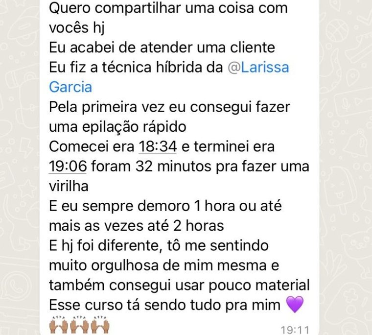 Aluna relata ter feito uma virilha em 32 minutos